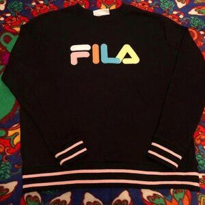 Women's Black Vintage Fila Sweatshirt Cute Spring Pastels